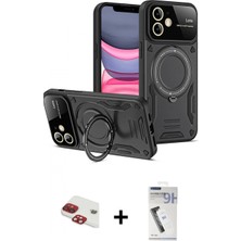 Marsilyan™- iPhone 11 Kılıf Kıvılcım Modern Serisi - Şeffaf Uv Polymer Nano Ekran Koruyucu + Kırmızı Pers Alüminyum Kamera Lens