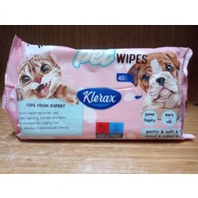 Klerax Evcil Hayvanlar Için 40LI Islak Mendil x 2 Paket