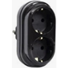 Mutlusan 2li Topraklı Fiş-Priz Düz Tip Siyah (001 170 033006