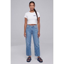 Backlain Mod Style Kadın Deniz Kabuğu Baskılı Crop Tişört Yaz Konsept %100 Pamuk