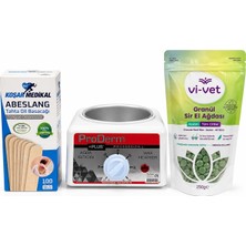 Proderm +Plus Ağda Isıtıcı Seti 3’lü Profesyonel Sir Ağda Seti Granül Ağda 250G + 100 Adet Spatula Ağda Makinesi Seti