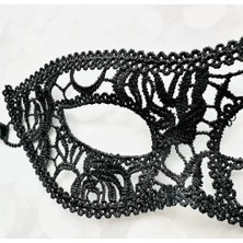 İsmiyle Al Ismiyl Siyah Renk Kedi Model Dantel Işleme Parti Maskesi 12 No 255669