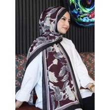 Afvente Lale Desen Bordo Soft Pamuk Şal