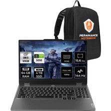 Lenovo Loq 15IRX10 i5 14500HX RTX 5050 8GB 64GB RAM 4TB SSD 15.6" FHD 144Hz FreeDOS 83JE012FTRP341 Gaming Laptop + Per4 Çanta