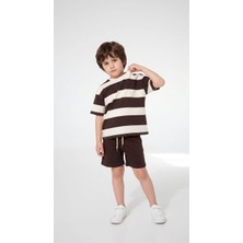 Yiğit Butik Erkek Çocuk Çizgili Şortlu Takım Yazlık Rahat 2’li Set