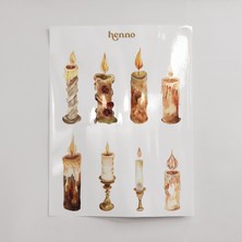 Henno Vintage Mumlar Temalı Şeffaf Sticker Seti – Çıkartma Sayfası, Ajanda, Planlayıcı, Journal