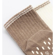 Aylina Mey Ithalat® Çemberli Basic Penye Kaymaz Soket Çorap 2li 10146 Kahve