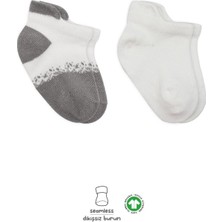 Aylina Mey Ithalat®   2'li Penye Sneakers Çorap 20105 Ekru Gri