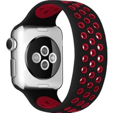 Butik Mey Ithalat®   Watch 42MM Ayarlı Delikli Silikon Kordon - Siyah-Kırmızı