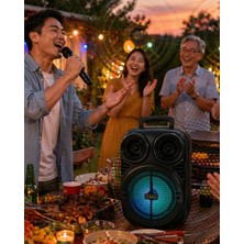365Dükkan Rgb Işıklı Bluetooth Karaoke Hoparlör Mikrofonlu USB Tf Kart Destekli Taşınabilir Speaker