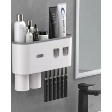 Aylina Mey Ithalat® Çok Fonksiyonlu Diş Fırçası Tutucu Otomatik Dispenser Bardaklı Organizer