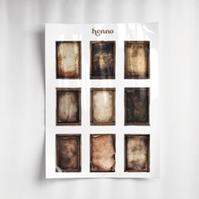 Henno Vintage Ahşap Çerçeve Temalı Şeffaf Sticker Seti – Ajanda, Bullet Journal, Çıkartma, Planlayıcı