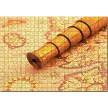 Özgürce Ahşap 1000 Parça Puzzle Seti: Christopher Columbus Harita ve Dürbün Tasarımı