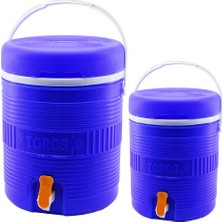 Marsilyan Toros  2li Set=14+6lt   Yuvarlak   Termos   Mavi Plastik  Musluklu - Taşıma Kulplu BRKT-501575 (