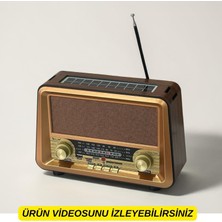 Dexxony Güneş Panelli Nostaljik Radyo Bluetooth Hoparlör - Usb/sd/sw/am/fm Büyük Boy Şarjlı Müzik Kutusu