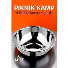 Aylina Mey Ithalat® Paslanmaz Çelik Yemek Tası Çorba Kasesi Kamp Piknik Tabağı 6 Adet 721503