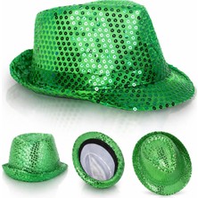 Aylina Mey Ithalat® Yeşil Payetli Disco Parti Şapkası Yetişkin Işıltılı Fötr Model