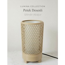 Korixa Korıxa Petek Desenli Silindir Abajur – Modern Dekoratif Masa Lambası & Gece Lambası Bej