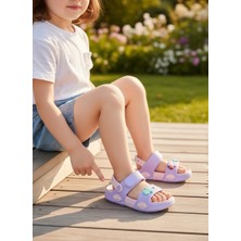 Kidessa 2247-AKINAL Unisex Figürlü Ultra Yumuşak Esnek Kaymaz Tabanlı Çocuk Sandalet Terlik - NKT02247-LILA-25