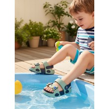 Kidessa 2247-AKINAL Unisex Figürlü Ultra Yumuşak Esnek Kaymaz Tabanlı Çocuk Sandalet Terlik - NKT02247-LACIVERT-YEŞIL-29