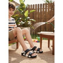 Kidessa 2247-AKINAL Unisex Figürlü Ultra Yumuşak Esnek Kaymaz Tabanlı Çocuk Sandalet Terlik - NKT02247-SIYAH-BEYAZ-30