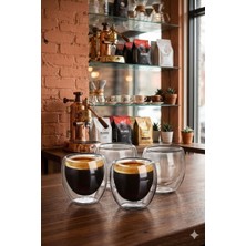Reoona 4’lü Espresso Bardağı  80 ml Kahve Bardağı Çift Cidarlı Bardak