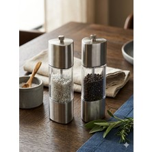 Reoona Paslanmaz Çelik Lüks Değirmen Seti 2li - Ayarlanabilir Mekanizmalı Tuzluk Biberlik