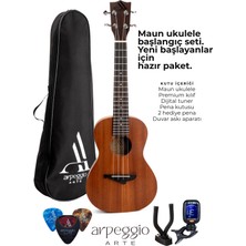 Arpeggio Arte - Maun Ukulele Başlangıç Seti – Kılıf, Duvar Askı Aparatı, Pena ve Akort Cihazı Hediyeli