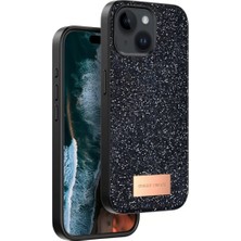 Aylina Mey Ithalat®   iPhone 15 Bright Simli Kapak - Siyah