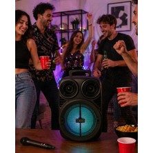 xirshop Kablosuz Karaoke Hoparlör Mikrofonlu Rgb Işıklı 6.5 Inç Bluetooth Speaker Taşınabilir