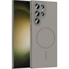 ZM Store Galaxy S23 Ultra  Uyumlu Kılıf M-Safe Şarj Özellikli Pürüzsüz Sert Yüzey Ruby Kapak