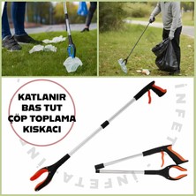 İnfeta 83 cm Katlanabilir Çöp Toplama Kıskacı Bas Tut Yengeç Çöp Toplama Aparatı
