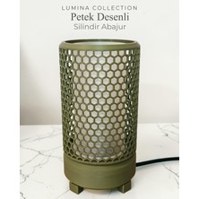 Korixa Korıxa Petek Desenli Silindir Abajur – Modern Dekoratif Masa Lambası & Gece Lambası Zeytin Yeşili