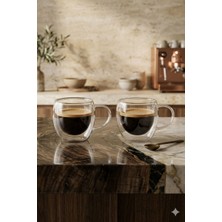 Reoona 2'li Türk Kahvesi Bardağı Kuplu Espresso Bardağı Çift Cidarlı 80 ml