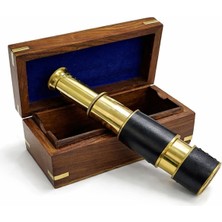 Özgürce Mini Denizci Teleskop Ağaç Kutulu 20CM, Korsan Teması, Keşif ve Macera