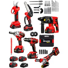 Dragro Professional 6 Lı Set 21V Darbeli Hilti Taşlama Testere Makas Matkap Vidalama Somun Sıkma