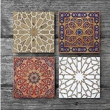 Skygo Etnik Desen Taş Bardak Altlığı Seti - 4 Parça - Dekoratif, Rustik Mutfak Aksesuarı, 10X10 Cm, Kaydırmaz Tabanlı, Şık ve Dayanıklı SC115