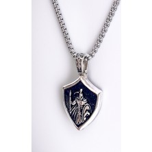 Ak Store Silver Erkek Cesaret, Güç, Aile (Courage,strength,family) K-184 Paslanmaz Kromix Çelik Gümüş Kaplama Kolye