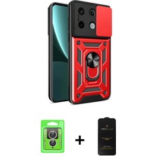 Marsilyan™- Redmi Note 13 Pro 4g Kılıf Ahenk Klasik - Siyah 6d Antistatik Mat Seramik Hayalet Nano Ekran Koruyucu + Gümüş Raze Metal Kamera Lens