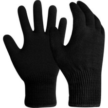 Practika Ham Örgü Eldiven Unisex Siyah Pamuklu Standart Boy Kış Kullanımı