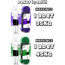 Markince 2li Set 35+45 kg Direnç Bandı Seti Kas Geliştirme Lastiği Fitness Pilates Cross Training Bant