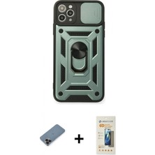 Marsilyan™- iPhone 11 Pro Max Kılıf Ahenk Klasik - Siyah 6d Mat Seramik Hayalet Nano Ekran Koruyucu + Siyah Metal Kamera Lens Koruma Cam