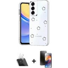 Marsilyan™- Galaxy A24 4g Kılıf Yörünge Form - Siyah 3D Antistatik Mat Seramik Nano Ekran Koruyucu + Şeffaf Kamera Lens Koruma Cam