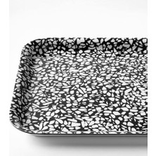 Skygo Sunumluk Mini Tepsi 20X28 cm Siyah-Beyaz Melamin Laminat