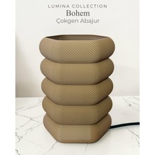 Korixa Korıxa Lumina Bohem Çokgen Abajur – Modern Dekoratif Masa Lambası & Gece Lambası Moka Kahvesi