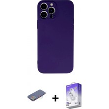 Marsilyan™- iPhone 13 Pro Max Kılıf Ahenk Serisi - Siyah Bilvis 5in1 3D Magic Cam Ekran Koruyucu + Mavi Renkli Kamera Lens Koruma Cam