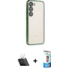 Marsilyan™- Galaxy S23 Plus Kılıf Vadi Minimal - Siyah 5d Eko Cam Ekran Koruyucu + Şeffaf Kamera Lens Koruma Cam