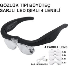 Özgürce Şarjlı Gözlük Büyüteç, 4 Farklı Lens, Hafif ve Kullanışlı Tasarım