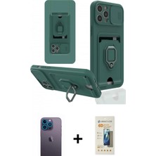 Marsilyan™- iPhone 12 Pro Kılıf Vadi Form Prime - Siyah 6d Mat Seramik Hayalet Nano Ekran Koruyucu + Mavi Neon Fosforlu Kamera Lens