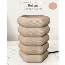 Korixa Korıxa Lumina Bohem Çokgen Abajur – Modern Dekoratif Masa Lambası & Gece Lambası Gül Kurusu